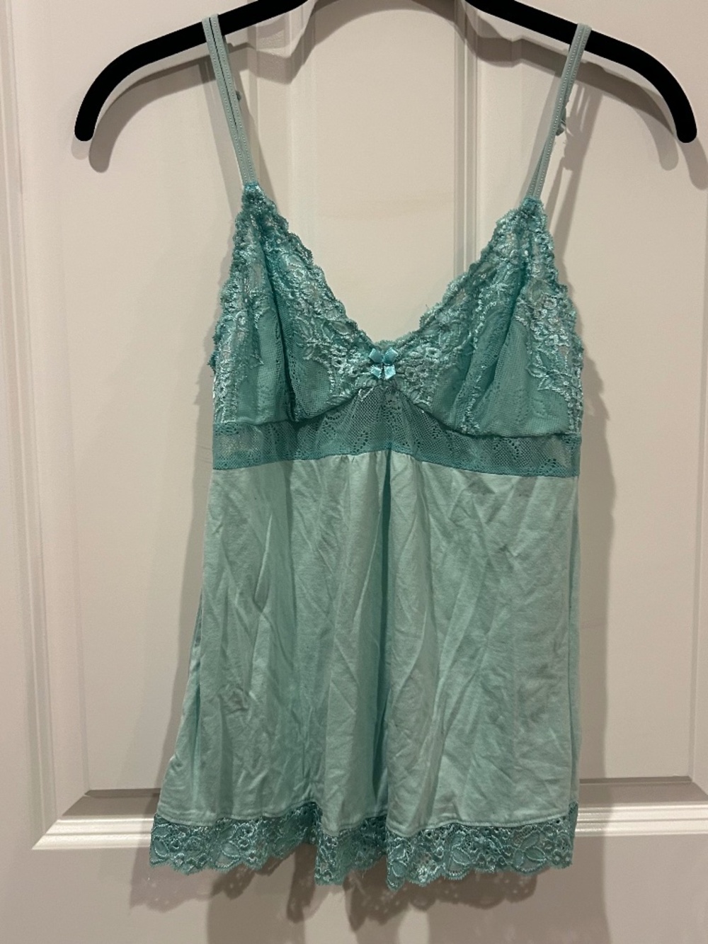 B.Up Vintage Mint Green Lace Babydoll Cami Top Size Medium